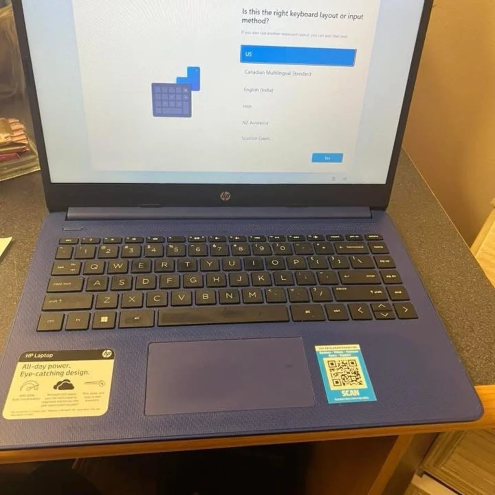 HP Blue Laptop with Intel Processor and Slim Design- touchscreen